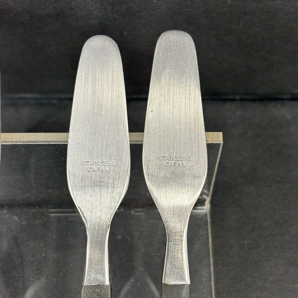 AK Company Japan MCM Dark‎ Wood Stainless Steel Mini Spreaders Vintage Set Of 4